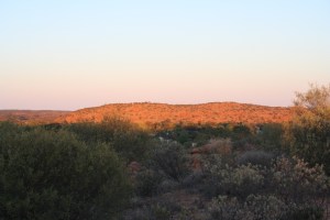 Orange hills near sunset