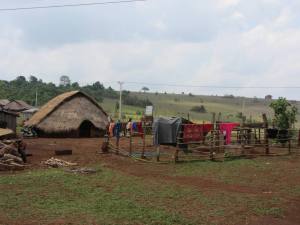 Laundry airing at the water well in a Bunong Village