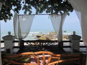 Daybed at our private stretch of white-sand
