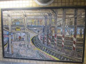 Mosaic tile art, Spring St subway station