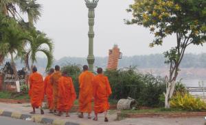 Monks strolling in the evening