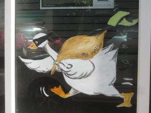 Shop window advertising foie gras, Thiviers, Dordogne